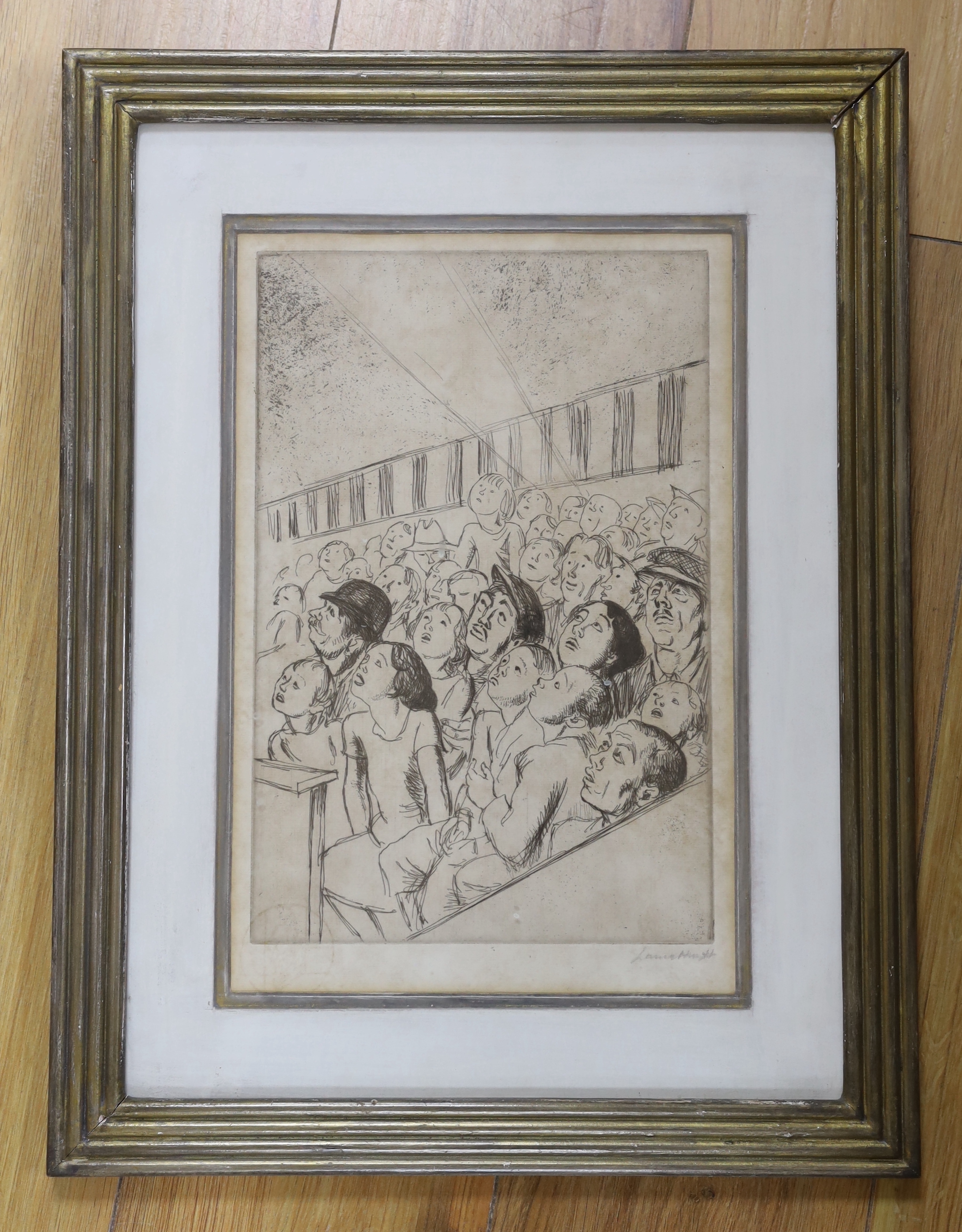 Dame Laura Knight (British, 1877-1970), drypoint etching, 'Watching the Aerial Act', signed in pencil, 30 x 19.5cm